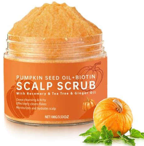 Kürbiskernöl Kopfhaut-Peeling mit Biotin & Rosmarin, Haar-Peeling für juckende Kopfhaut, Schuppen & Ablagerungen entfernen