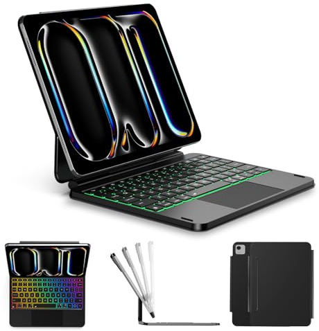 ORDA iPad Pro 11 Inch Case with Keyboard (M5/2025,M4/2024) iPad Pro Magic Keyboard with 7 Colors Backlight,Easy-Set Magnetic Stand,Precise Multi-Gesture Trackpad,iPadOS Keys,Ultra-Slim,Backlight
