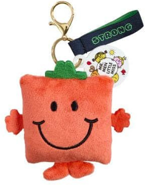 Rainbow Designs Mr Strong Plush Keyring - Soft Red Plush Character Keychain with Gold Clip - Charming Mr Men Collection Bag Charm Accessory for Bags, Keys & Pushchairs | Gold clip, signature top hat, soft plush character, bag or key accessory
