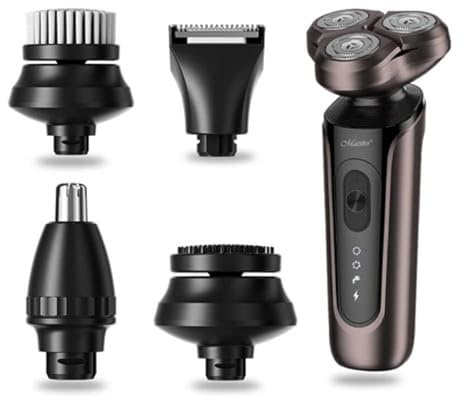 Maestro MR-674 5-in-1 Rasierer Set Für Männer | Haartrimmer Nasentrimmer Gesichtsbürste Massageaufsatz Wasserdicht USB-C Akku 60 Min Laufzeit Präzise Pflege