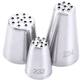 3Pcs Stainless Steel Icing Piping Nozzle,Small Grass Shape Cream Nozzle, Cake Decorating Baking Tool