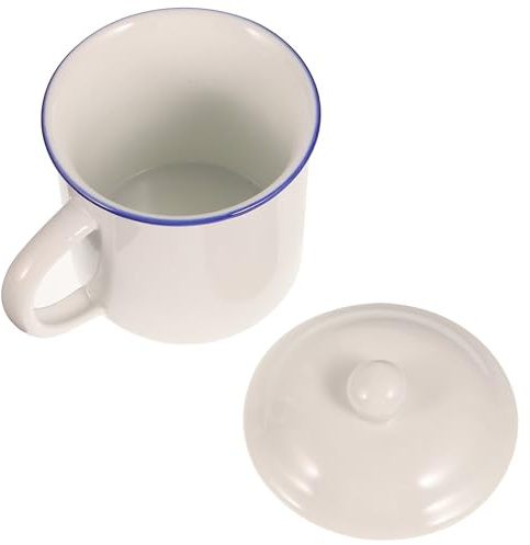 Happyyami Emaillebecher 400ml Weiß, Retro, Kreativ und Multifunktional | Tee, Milch und Saft, 1 Stück, Sicher und Praktisch, Stilvoll für Zuhause
