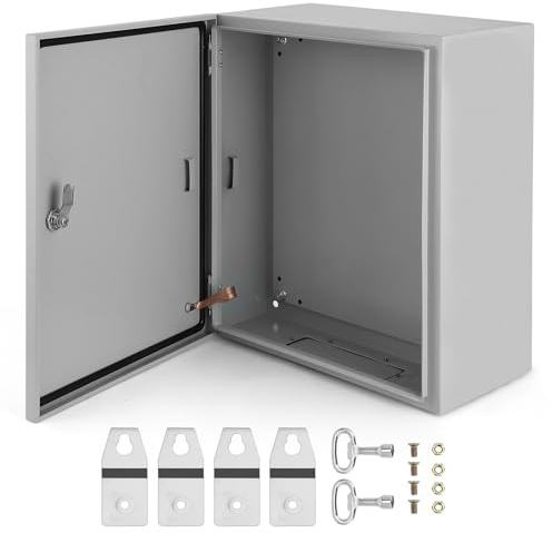Aptliton Electric Enclosure Box IP66 Waterproof, Metal Junction Box, Wall Mounted Steel Electrical Cabinet with Lock & Mounting Plate for Outdoor