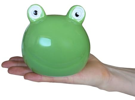 Schwimmfrosch Deko Figur für Miniteich - Zinkwanne – Lustiger Keramik Frosch schwimmend – Gartenfiguren für Teich - Weinfass – Gute Laune Gartendeko Grün glasiert (14 x 12 x 10 cm)