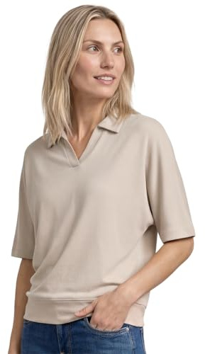 Street One Damen Dropped Shoulder Poloshirt mit Elastikbund