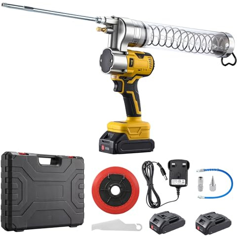 15000PSI Electric Grease Gun 2x2000mAh Batteries & LED Light and Charger Powered Cordless Grease Gun Kit for Tractor, Truck, Construction, Farm, Mechanic, Trucker Maintenance