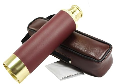 YUEHISY Zoombares Retro-Fernglas, Piraten-Monokular, Tragbares 5,3-Zoll-Handteleskop mit Wasserdichter Ledertasche für Reisen Im Freien (25 x 0)