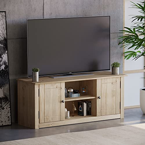 Panama Mueble para televisor con 2 Puertas y 1 Estante, Madera, Beige, Dimensions (L*W*H): 120 x 40.0 x 50 cm