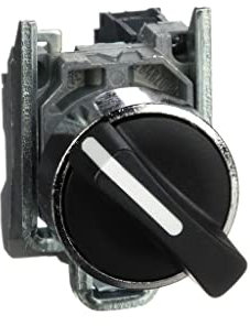 Schneider Electric Harmony XB4 Wahlschalter, Metall, 22mm, 2 Stellungen, rastend, 1S, schwarz, Artikelnummer XB4BD21