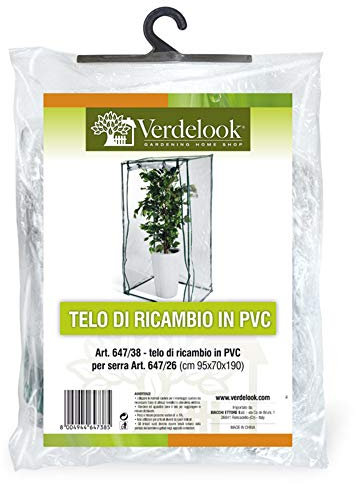 VERDELOOK | Telo di Ricambio in PVC Trasparente per Serra da Terrazzo Codice: 647/26, Resistente, Protezione Piante, Apertura Frontale Con Cerniera 95x70x190 cm