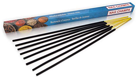 Premium Räucherstäbchen Nag Champa: natürlich traditionell aus Indien in fairer Herstellung, 8 Stück je 45min. Ayurveda Natural Incense