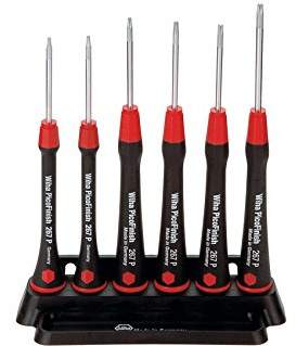 Wiha TORX-filigraner Präzisions Schraubendreher-Satz T4-T9 mit Rundklinge / PicoFinish Griff / 6 teilig filigraner Präzisionsschraubendreher, Modellbau, Feinmechanik, mit Drehkappe