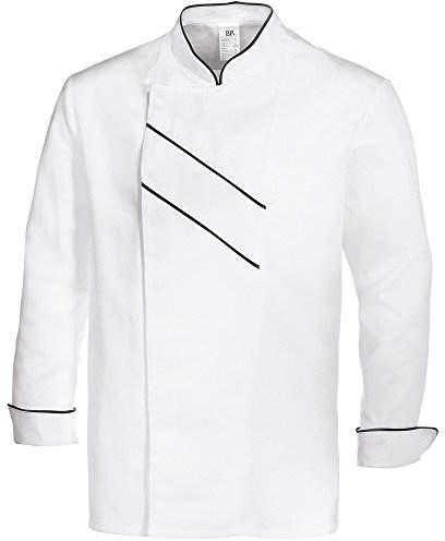 BP Gourmet 1538-400-2132 Kochjacke - Langarm - Mit Lüftungsschlitzen - Normale Passform - Größe: 56 - Farbe: weiß/schwarz