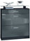 Vladon Schuhschrank Loret, Schuhkipper für 16 Paar Schuhe mit 2 Klappen und 1 Schublade und Glasablage, Schwarz matt/Grau Hochglanz (89 x 104 x 23 cm)