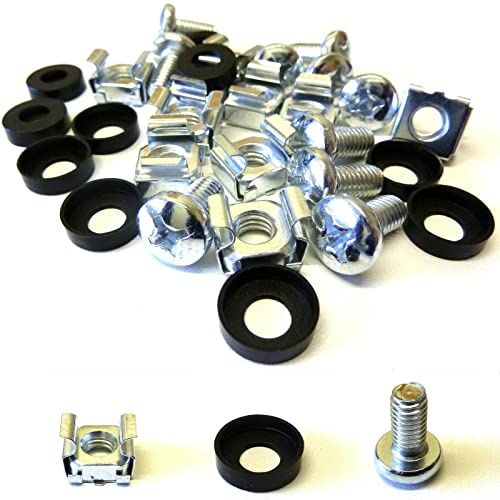 Cage Nut Packs - 10-100pcs - Data Cabinet Accessories - Server Equipment Rack Mounts (20 Pack, Silver)