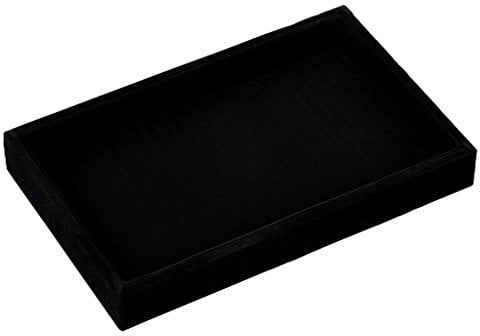 Jovivi Schmucktablett Schmuckständer Samt Vorlagebrett Schmucklade Schaukasten Schmuckdisplay(Modelle Auswahl) (#1 Schwarz)
