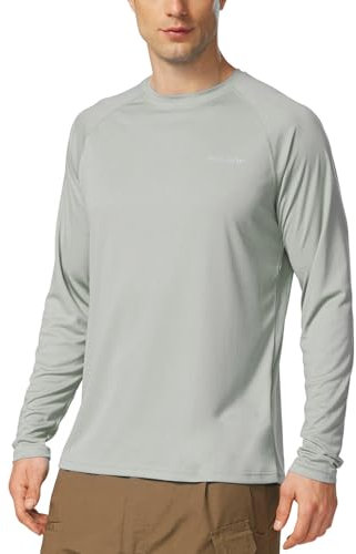 baleaf UV Shirt Herren Wasser UV-Schutz UPF 50+ Rashguard Sonnenschutz Langarm Shirt Grau XL