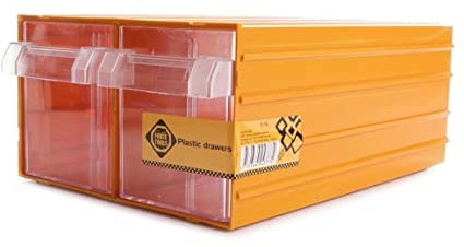 FORTE Tools K-56 Aufbewahrungsbox in 21.2x30.2x12.6 cm, Schubladenbox, Transparent, Kunststoff, mit 2 Schubladen, mit Schienensystem kombinierbar (000051144852)