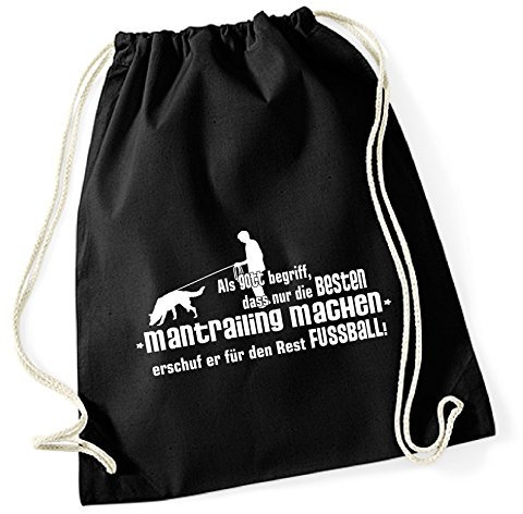 siviwonder Turnbeutel - GOTT MANTRAILING Fährte Personensuche NO Fußball Hund Hunde - Baumwoll Tasche Beutel schwarz