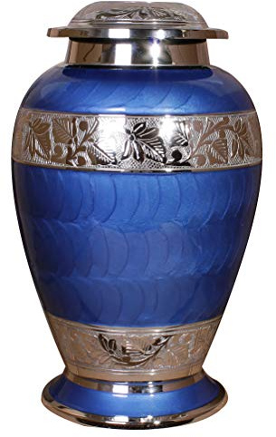 Cremation Urn for Two Adults – XXL Companion Ashes Container for Human Remains – Elegant Memorial Keepsake for Husband, Wife, or Loved Ones (Aluminium, Blue)