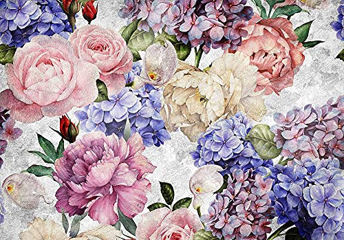 Forwall - Vlies Fototapete Blumen Rosen Pfingstrosen Blüten Romantik 368x254 cm - Fototapeten - Tapeten - für Wohnzimmer Schlafzimmer - Vliestapete Wandtapete Tapete 3D Effekt- inkl. Kleister