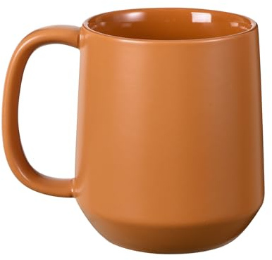 Miicol Ceramic Coffee Mug, 455ml Large Coffee Cup, Tea Mug with Handle, Flat Bottom Mug for Men, Women, Office, Microwave and Dishwasher Safe, Multi-Color, Burnt Orange