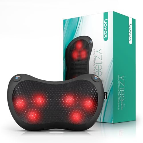 VOYOR-HEALTH Rücken- und Nackenmassagegerät, Shiatsu Nackenmassagegerät Kissen mit Wärme, 6 rotierende Knoten für Taille, Beine, Fuß, Körper Schmerzen zu lindern, Entspannung zu Hause Büro Auto YZ100