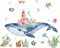 Zhenwo Kindergarten Wandaufkleber Kinderzimmer Mädchen Ozean Bögen Wandtattoo Wandsticker Babyzimmer Wal Koralle Deko Für Wohn-Schlafzimmer Kinderzimmer Küche Flur,1