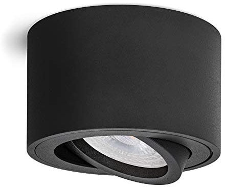 linovum LED Aufbauleuchte SMOL schwarz - flach & schwenkbar - Aufbaustrahler inkl. wechselbarem LED Modul 4W warmweiß 230V