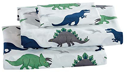 Linen Plus Sheet Set Kids/Teens Ancient Dinosaurs Green Blue Grey White New # T-rex Green (Twin)