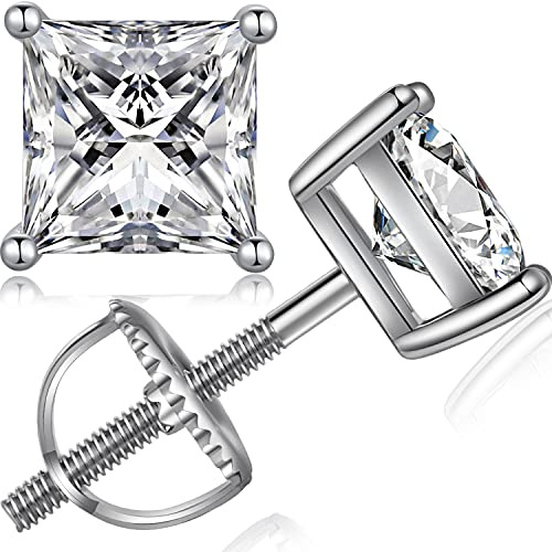 Miaofu 18K Weißgold plattiert simulierte Diamant Schrauben Ohrstecker Ohrringe s925 Sterling Silber AAAAA Zirkonia Ohrstecker 4mm-8mm Feines Schmuck für Damen Herren