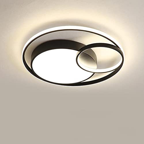 Dimmbar Deckenleuchte LED Schlafzimmer Modern Oval Ultra dünne Design Acryl Schirm LED Wohnzimmer Lampe Fernbedienung Deckenlampe Büro Esszimmer Arbeitszimmer Deckenbeleuchtung Runde Schwarz Metall
