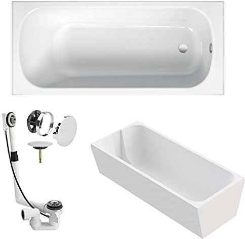 BETTE Badewanne BetteForm Stahl weiß KOMPLETT SET 170x75cm + Wannenträger Styropor + Viega Ablaufgarnitur Multiplex