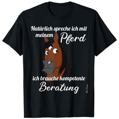 Frieser Designs Lustiger Pferde Spruch mit Comic Pony Kopf süßes Tier Unisex T-Shirt Schwarz S