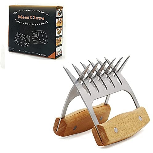 2 Pièces Griffes D'ours BBQ, Pinces en Acier Inoxydable de Porc Effiloché, Porc Tiré - Pattes D'ours, pour Griller Différents Types de Viandes Telles que Poulet, Steak, Porc, etc(Couleur Bois)
