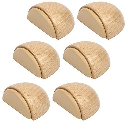 Kukicu - Juego de 6 topes de puerta adhesivo de madera para suelo y parquet – Stop puerta adhesiva – Tope de puerta (Hetre Natural)