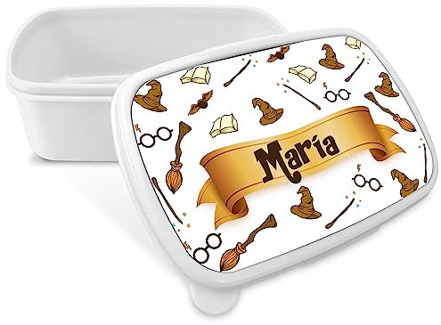 LolaPix Caja Merienda Infantil Personalizada Con Nombre - Apta Microondas, Libre BPA, Filatos y Metales Pesados - Regalos Personalizados MAGO