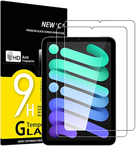 NEW'C 2 Stück, Schutzfolie für iPad mini 7 2024 (A17 Pro, 7.Generation/mini 6 2021 (6.Generation), 8,3 Zoll Panzer Schutz Glas Folie,9H Härte,HD Displayschutzfolie, 0.33mm Ultra-klar