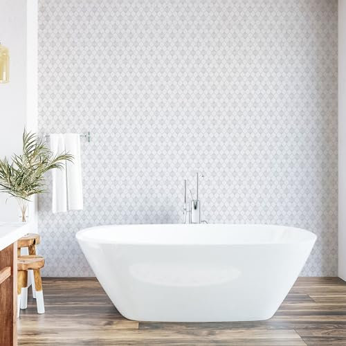 ABAKUHAUS Abstrakt abziehbare & klebbare Tapete für Zuhause, Neutrale Töne Art Nouveau, selbstklebendes Wohnzimmer Küchenakzent, 33 cm x 250 cm, Pale Taupe und Weiß