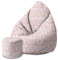 DreamRoots Bean Bag 80x80x120cm - Sitzsack mit Lehne und Hocker und Bezug - Sitzkissen Boden - Chill Bubibag - Sitzsack mit Füllung - Erwachsene mit Füllung M-Geo1