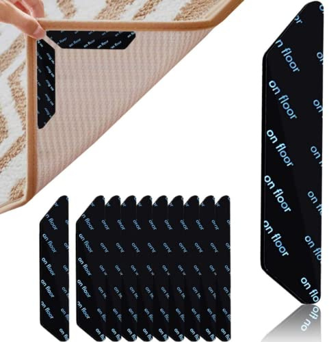 HIZOFY Rug Gripper for Wooden Floors (20pcs) - Rug Grippers for Laminate Floor, Anti Slip Rug Underlay Rug Grips and Non Slip Rug Underlay for Hard Floors, Black