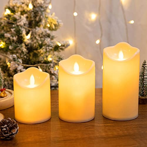 Haofy 3Pcs LED Swing Candle Light Warmes Licht Batteriebetriebene Flammenlose LED Kunststoff Swing Candle Lamp für Festival Party