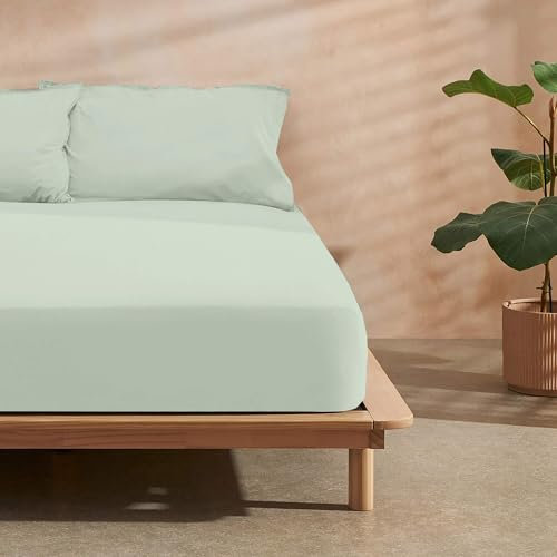 Belum | Spannbettlaken aus Mikrosatin für 105 Betten, Spannbettlaken, Maße: 105 x 200 + 30 cm, Faltenbalg, verstellbar, extra weich, Spannbettlaken, resistent gegen Einlaufen, Verblassen und Reißen.