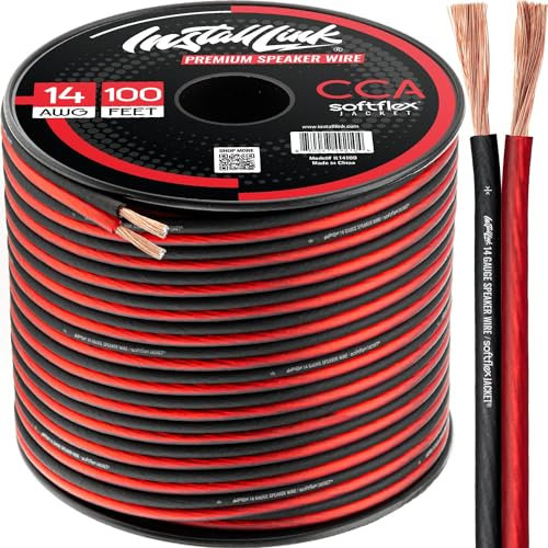 Install Link 14 Gauge Speaker Wire for Car, Home or RV Audio Cable, 100ft, CCA