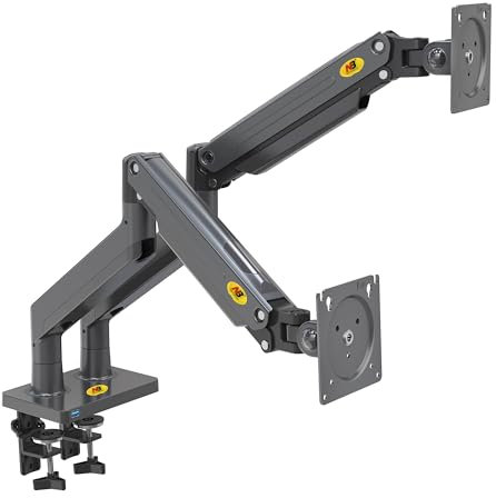 Supporto da tavolo con molla a gas per 2 schermi LCD da 22-32 pollici con VESA max. 100 x 100 mm, fino a 15 kg (x2)