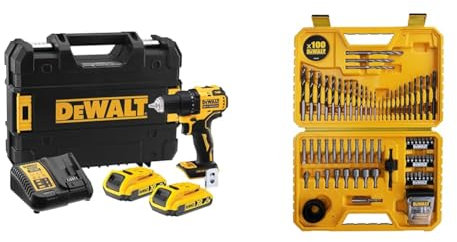 Dewalt 18V XR 2-Gang Akku-Bohrschrauber DCD708D2T & DT71563, QZ Kombination Bohrer Set 100 Teile