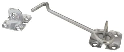 Galvanised Black Cabin Hook and Eye Lock Shed Gate Door Catch Holder 4 6 8 (Galvanised, 6 Inch)