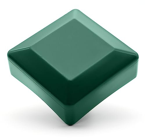 Enkotrade 4 Stück Zaunkappen Grün für Außenmaß 60x60mm, Rohrkappen aus hochwertigem Kunststoff, Pyramide Quadratisch Zaunpfostenkappen Pfahl Deckel Zaunabdeckung