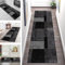 Teppich Läufer Flur Küche rutschfest waschbar Teppichläufer Lang Korridor Tepiche 110X200CM Schwarz Grau Küchenläufer Matte Meterware Kücheteppich Schlafzimmer Wohnzimmer Flurmatten Breit 40-120cm