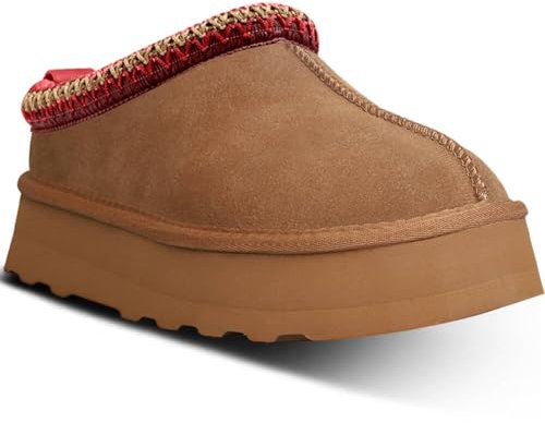 metricfalcon Mini stivali da donna con plateau, pantofole da donna, pantofole da interno, senza lacci, foderate in pile, scamosciate, stivaletti corti, Marrone, 40.5 EU